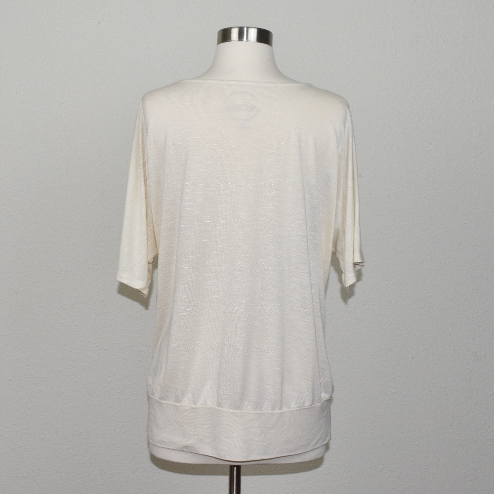 INC Ivory Tee - colorful butterfly blouse Size M - Picture 4 of 7